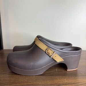 CROCS Brown Mules with Tan Strap